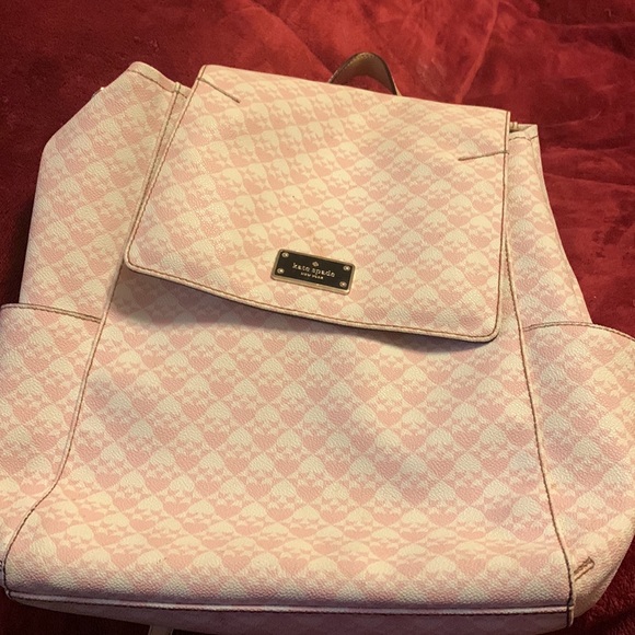 Kate Spade pink & white backpack - Picture 2 of 5